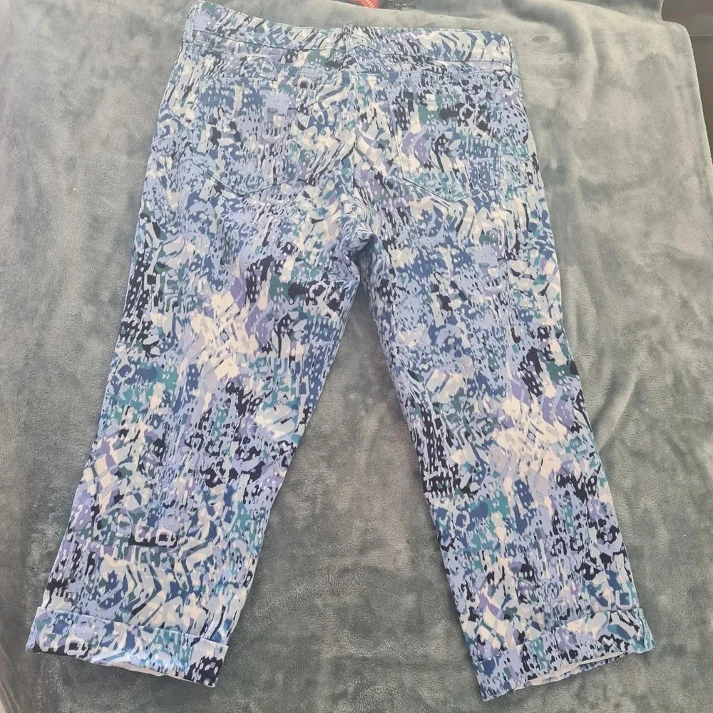 Nine West Chrystie Capri Junior 10 Blue Stretch Jeans Cropped Cuffed